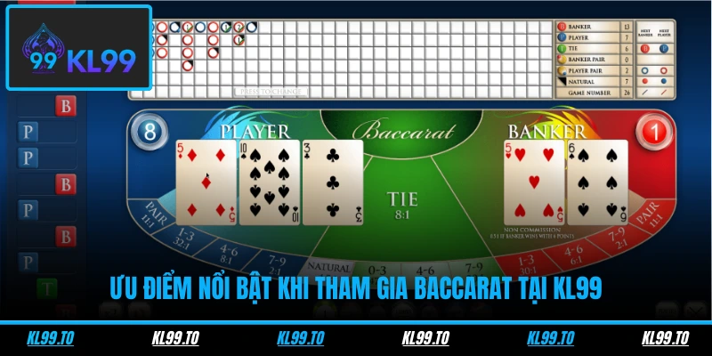 Ưu điểm nổi bật khi tham gia Baccarat tại KL99
